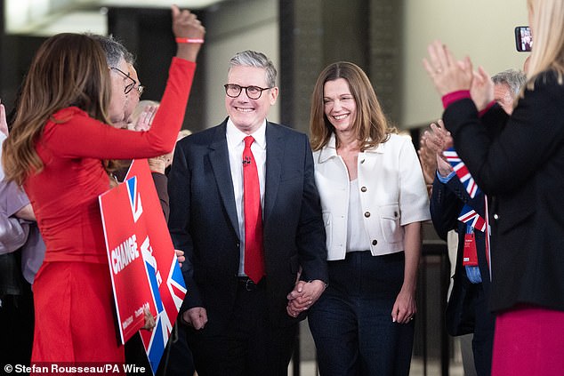 The couple were cheered as they left the rally this morning