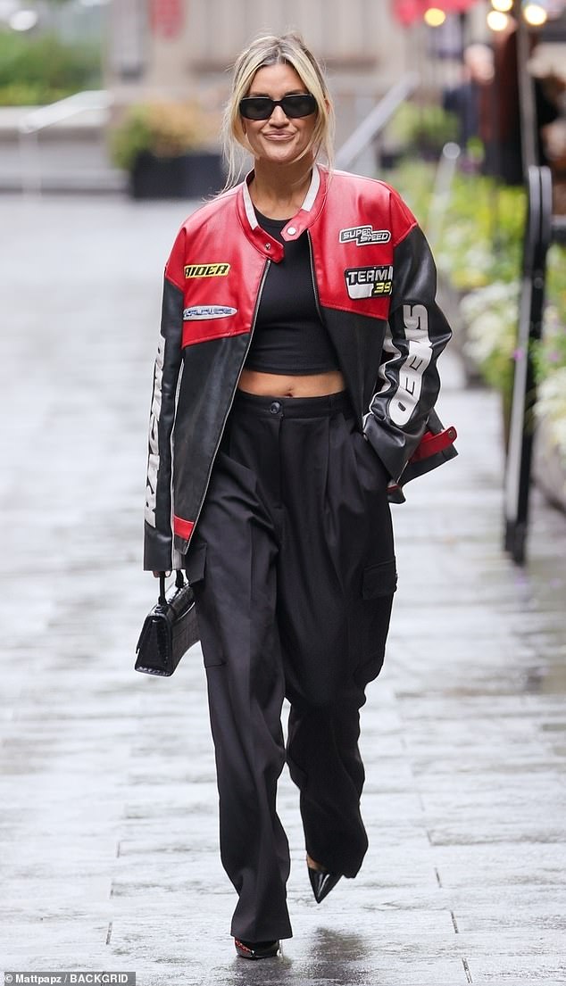 Ashley Roberts, 42, cut a trendy figure as strutted leaving Heart FM in Central London on Friday, following her latest appearance on the airwaves