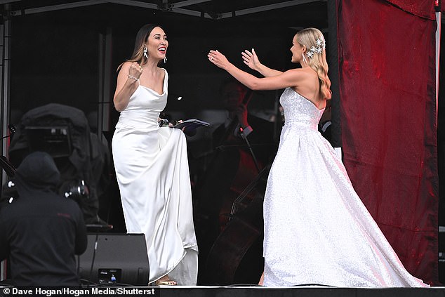She looked thrilled as Katherine joined her on stage and the pair shared a sweet embrace
