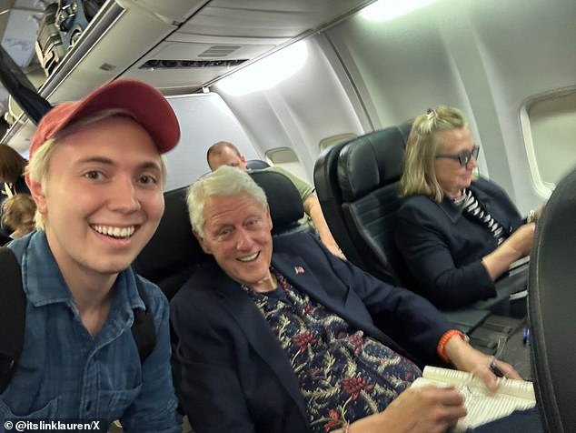 An advisor to Robert F. Kennedy Jr. snapped a photo with a chipper Bill Clinton and a less-than-impressed Hillary on a United flight to Jackson Hole
