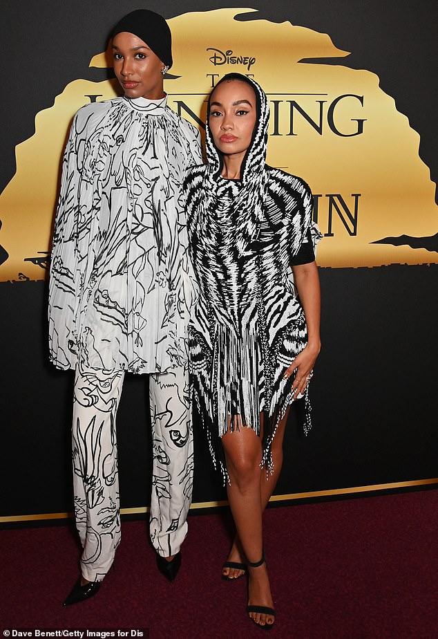 Leigh-Anne posed alongside Ikram Abdi Omar, 27, who wore a dark white flowy trousers set with a black-line design