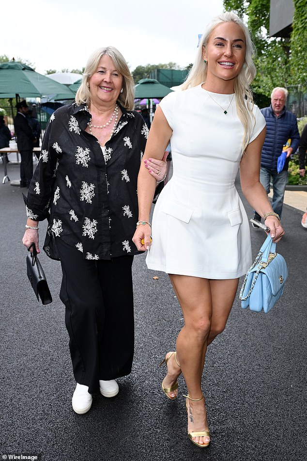 Charley Hull was joined by her mother as the British golfer opted for a little white dress and pale blue leather handbag