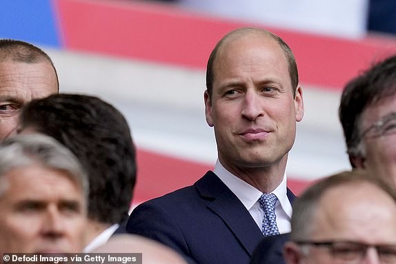 DUSSELDORF, GERMANY - JULY 6: His Royal Highness Prince William Arthur Philip Louis, Prince of Wales watches the match during the UEFA EURO 2024 quarter-final match between England and Switzerland at DÃ¼sseldorf Arena on July 6, 2024 in Dusseldorf, Germany. (Photo by Alex Gottschalk/DeFodi Images/DeFodi via Getty Images)