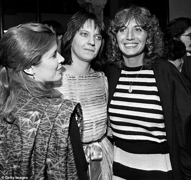 : Actress Carrie Fisher (left), Penny Marshall (right) and Judy Belushi attend a showing of 'The Second City' to raise funds for the John Belushi Scholarship Fund, April 18, 1983