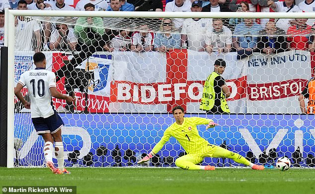 Jude Bellingham pressed home England's advantage after Akanji had his penalty had been saved