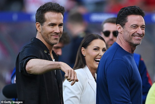 Canadian-American actor Ryan and Australian actor Hugh took a break from their promotional run to see the match in Berlin