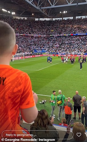 Aaron Ramsdale's wife Georgina shared clips of the crowd triumphantly celebrating