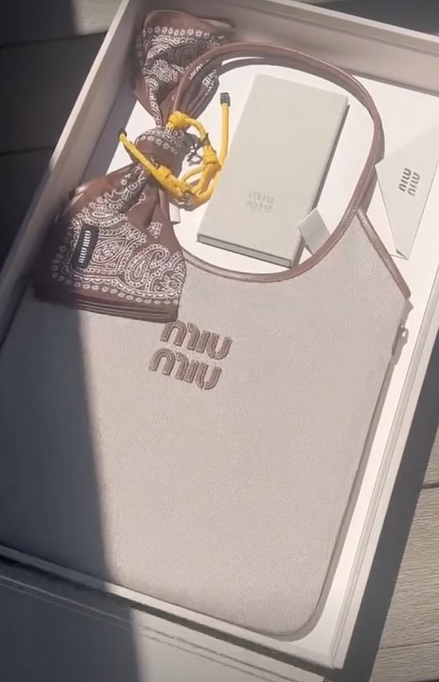 She also shared a short video of herself unboxing the designer bag on her Instagram Stories