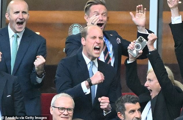 Prince William channelled the emotions of a nation as he cheered on England's national team to a nail-biting penalties