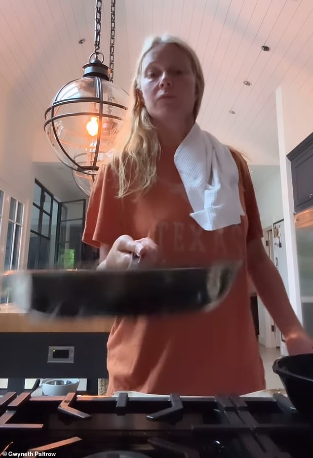 The Oscar winner took to her Instagram to share the adorable clip of herself whipping up a delicious breakfast while looking absolutely stunning in a simple tee