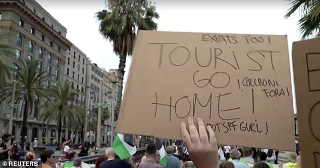 Video showed protestors gathering in Las Ramblas, a hotspot for holidaymakers