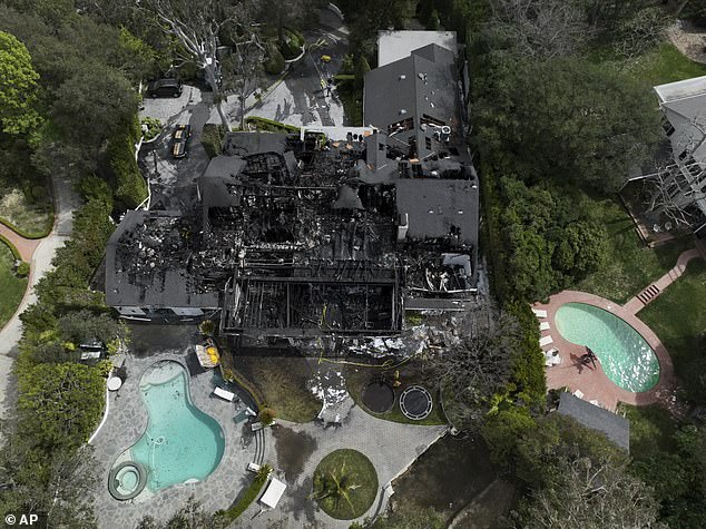 An aerial view of Delevingne's Studio City home on March 15 showed how it had been decimated by the blaze