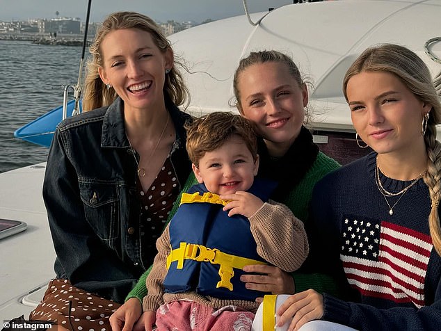 The former couple's three daughters Luca, Lola and Fiona posed with their younger brother Jack, 21 months, who their dad's son from his engagement with Lily Anne Harrison