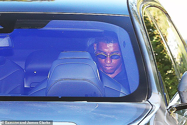 Marcus Rashford also arrived at Carrington ahead of United's first pre-season training session