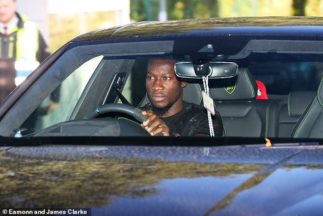 Goalkeeper Andre Onana was among those snapped pulling into the complex on Monday