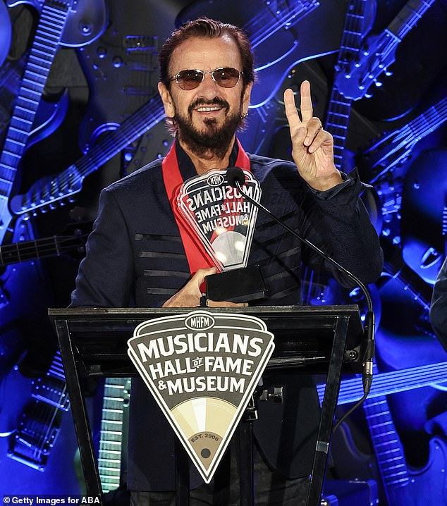 It comes after Ringo was honoured with a Legacy Award at the Musicians Hall of Fame ceremony in Nashville in September (pictured)