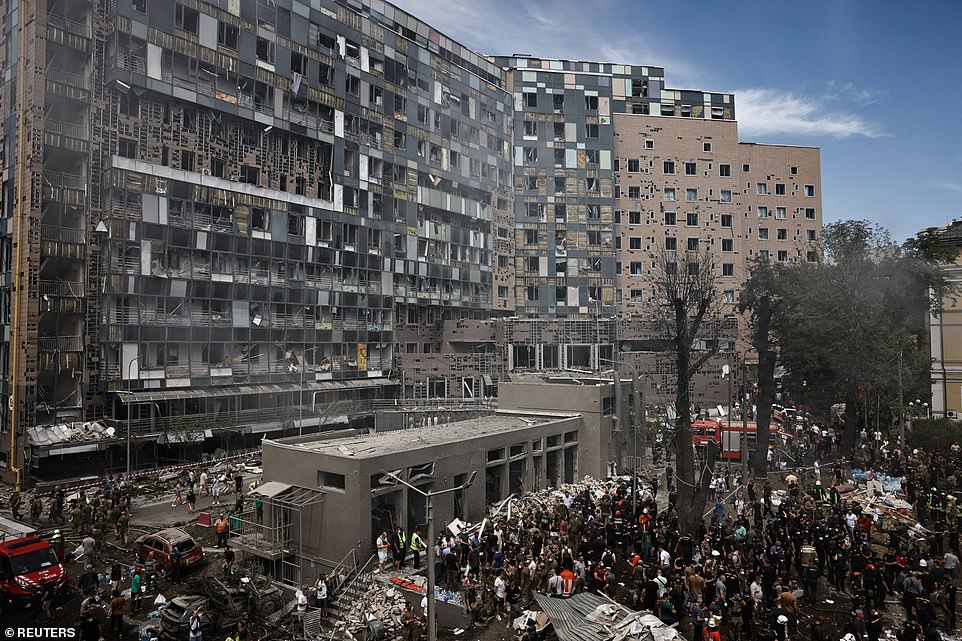 Dramatic images show the scale of the devastation in the aftermath of Russia's horrifying attack on the hospital in Kyiv this morning