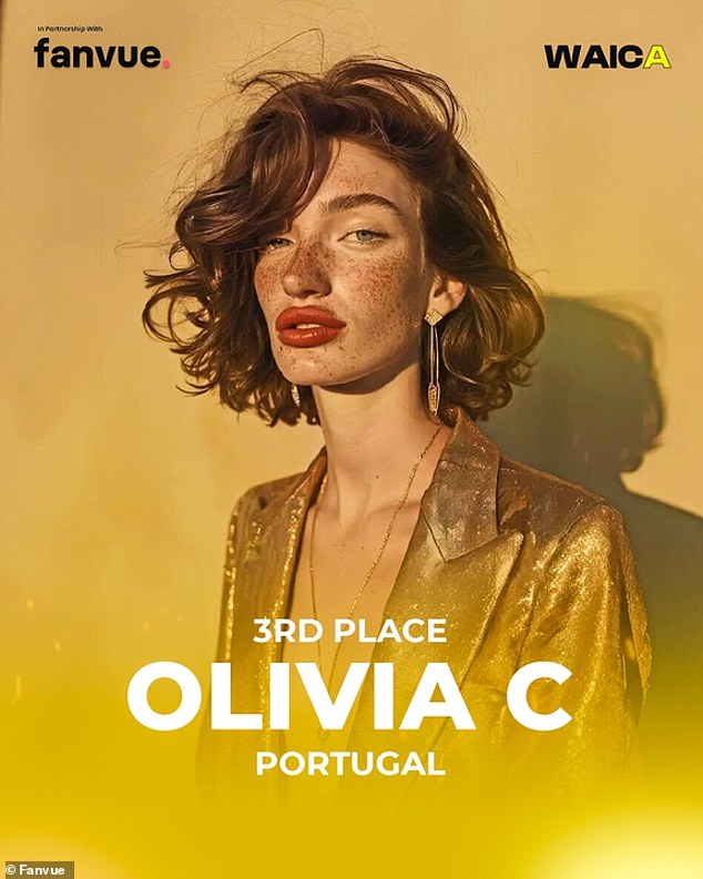 Third place was the Portuguese Olivia C, an AI travel influencer whose computer-generated often show the model in various locations around the world