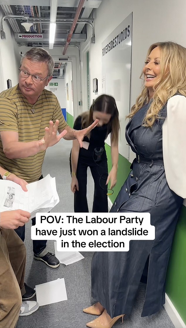 Posting to X, formerly Twitter , the former Countdown numbers guru shared a video captioned: 'POV: The Labour Party have just won a landslide in the election'