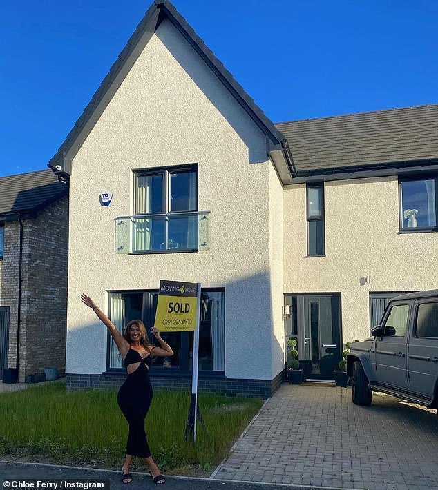 In June of the same year, Chloe revealed the property had been sold as she celebrated in a black body con dress next to her former home, where a yellow 'sold' sign had been stuck in the front garden