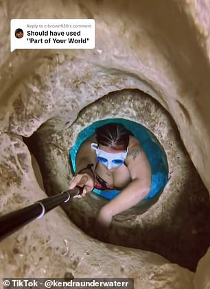 She has gained a total of 66,800 followers and 3.5million likes on TikTok. She's pictured above cave diving in Florida Springs