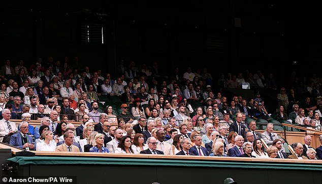 A general view of the royal box on day eight of the 2024 Wimbledon Championships at the All England Lawn Tennis and Croquet Club, London