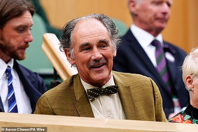 Sir Mark Rylance in the royal box on day eight of the 2024 Wimbledon Championships at the All England Lawn Tennis and Croquet Club, London