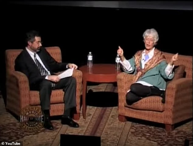 Martin is seen here giving an interview to Country Music Hall of Fame's Jay Orr at Ford Theater, Country Music Hall of Fame on November 17, 2009, following her own induction