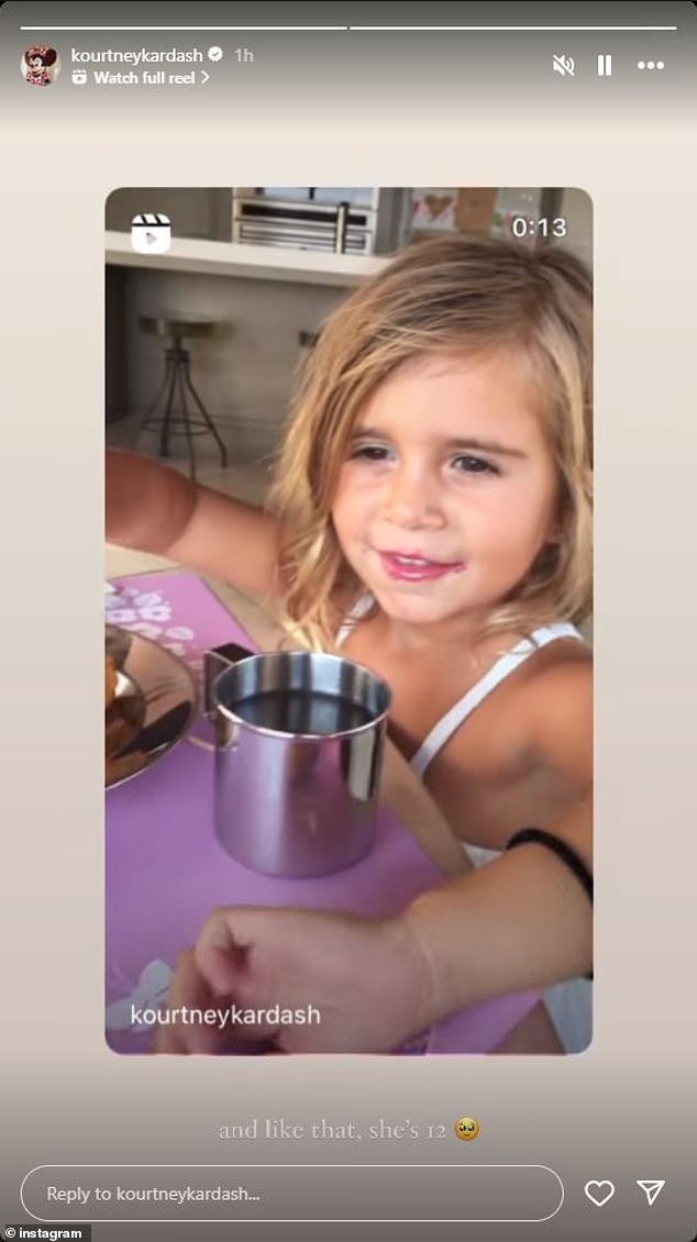 The POOSH founder addressed Penelope's 12th birthday in an Insta Story shared Monday. She shared a throwback photo of P - which is her nickname - with the caption, 'And like that she's 12'