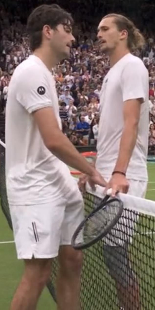 Taylor Fritz and Alexander Zverev (both pictured) had a tense exchange at the net after the match finished