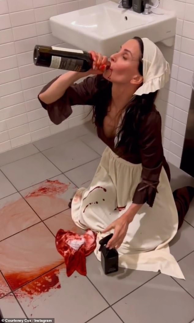 To promote them online, she has had bottles of the product thrown on her, and sported a Halloween costume doused in blood while swigging a bottle of wine