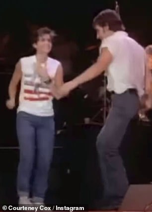 Courteney dancing with Bruce Springsteen in 1984