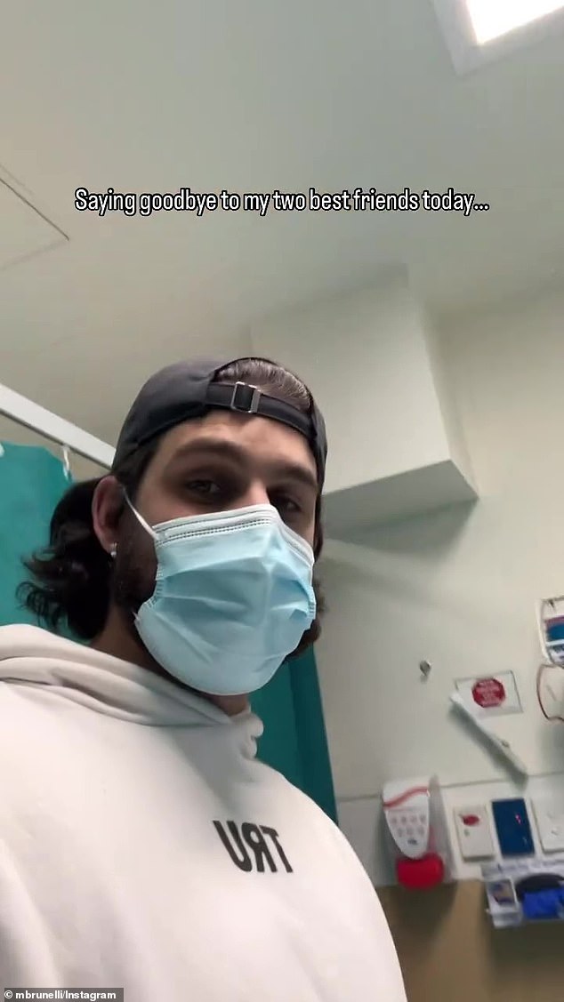 Michael Brunelli (pictured) has documented the process of his fiancée Martha Kalifatidis undergoing explant surgery to remove her breast implants in an emotional video on Tuesday