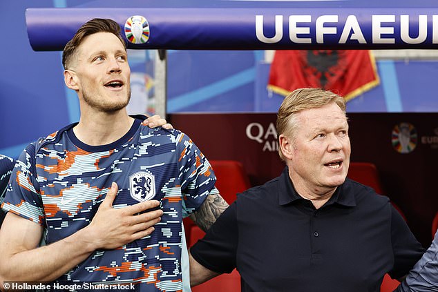 Their national anthem may not be the first thing that springs to your mind when you think of the Dutch - but it is the oldest in the world. Netherlands striker Wout Weghorst sings the national anthem alongside manager Ronald Koeman