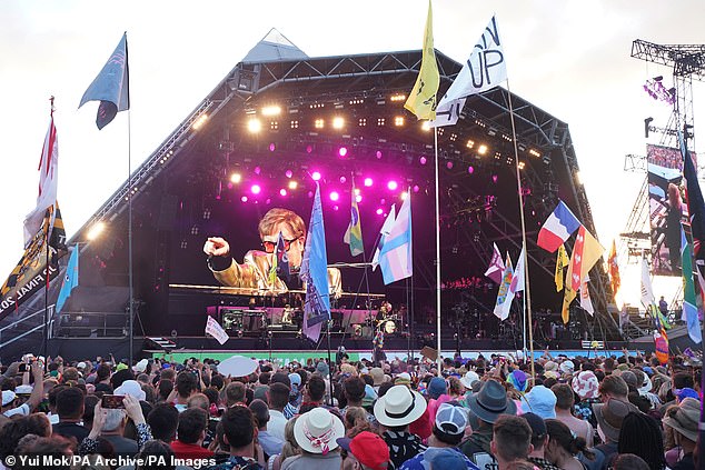 Melanie C is is determined to play another show at Worthy Farm alone after her 2023 performance (Glastonbury Pyramid stage in 2023 as Elton John performs)