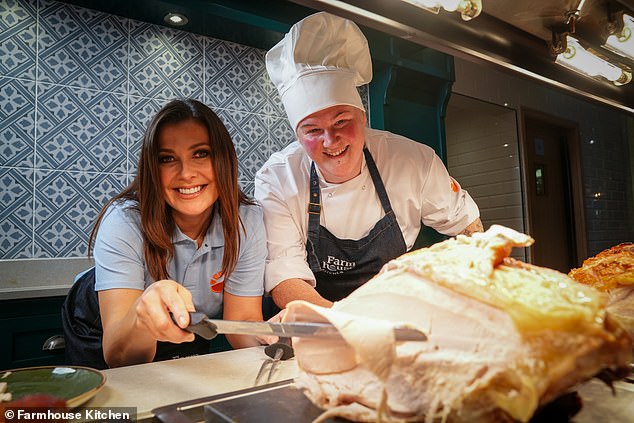 Kym was pictured serving behind the counter of the restaurant, which will combine carvery dining with an onsite café for coffee and cake lovers