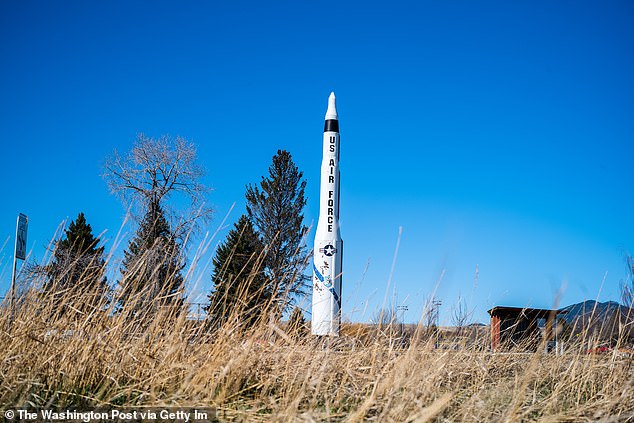 'I'm afraid me and the wife would have to vacate for two or three years,' Lewistown, Montana farmer Jerry Van Haur said of Air Force plans to swap 450 Minuteman nuclear ICBMs with new ICBMs. Above, a deactivated Minuteman missile on display at a Lewistown park in April 2022