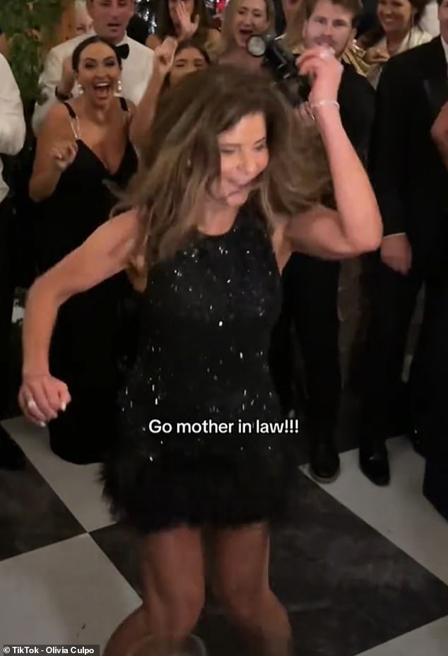 'Go mother in law,' Olivia Culpo captioned the clip, which showed Lisa in a black sparkly dress