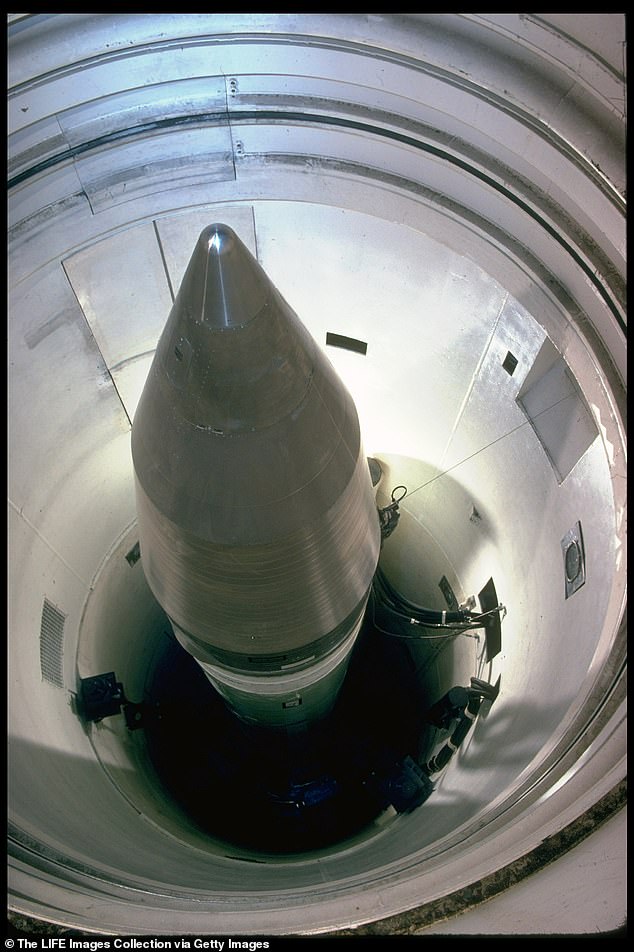 Above, a Minuteman III missile in its silo, photographed in 1978