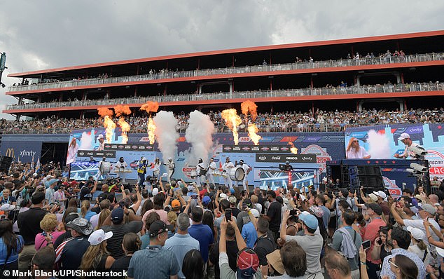 Drivers take the stage before the start of the Grant Park 165 NASCAR Cup Series Race in Chicago