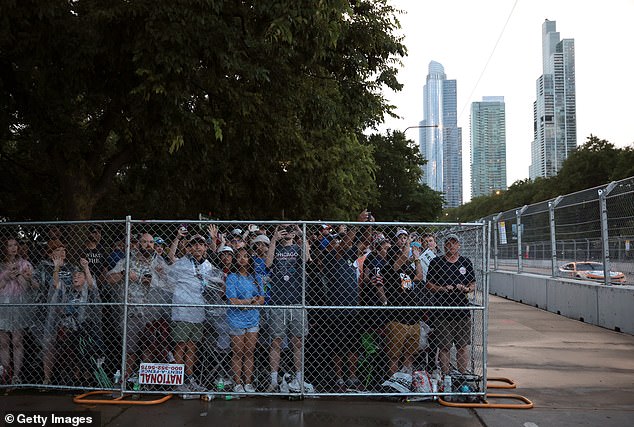 Onlookers view the NASCAR Cup Series Grant Park 165 at Chicago Street Course