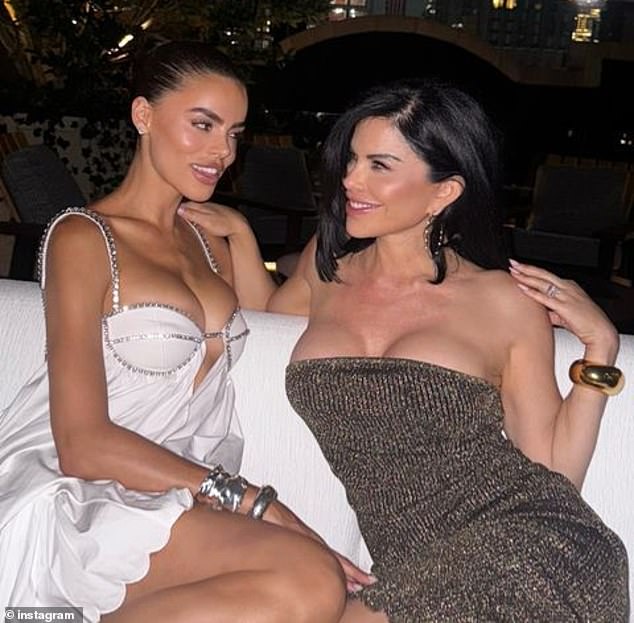 Lauren Sanchez (right) put on a busty display while spending time with her model pal Brooks Nader (left) in New York on Monday