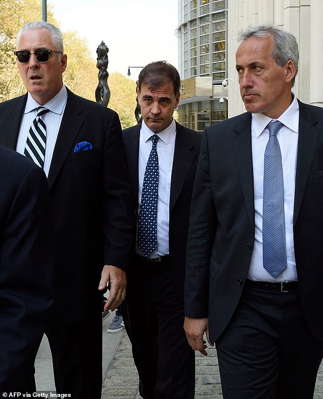 A year after the episode aired, a real-life scandal erupted involving top FIFA officials - including Alejandro Burzaco (centre) - being indicted for corruption and bribery