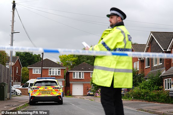 Police at the scene in Ashlyn Close, Bushey, Hertfordshire, where three women, who police believe to be related, were found with serious injuries and died at the scene a short time after police and paramedics were called just before 7pm on Tuesday. A manhunt has been launched for Kyle Clifford, 26, from Enfield, north London, who is wanted by detectives investigating the murders of the three women. Picture date: Wednesday July 10, 2024. PA Photo. See PA story POLICE Bushey. Photo credit should read: James Manning/PA Wire