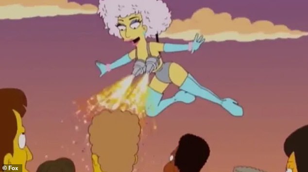 In the 2012 episode, "Lisa Goes Gaga," the Bad Romance singer performs a concert that involved being suspended in the air