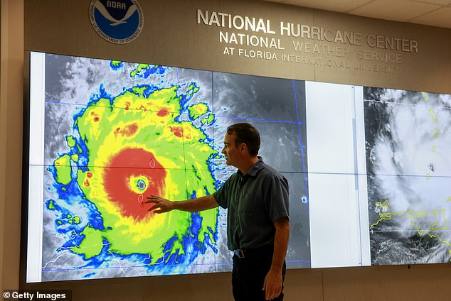 Ocean tides soaking into the Keys from rising seas and monster Category 5 storms, like Hurricane Beryl (above), 'limits the amount of freshwater available to small mammals,' botanist James Lange said, 'and might be related to why the herbivores targeted this cactus'