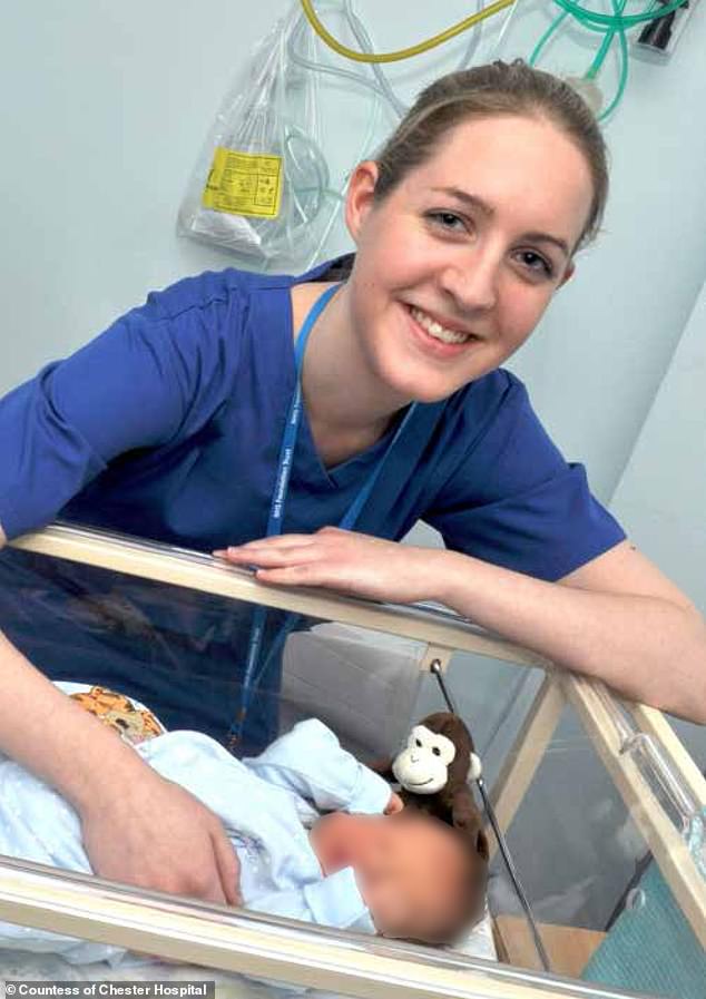 Lucy Letby, 34, was convicted last year of murdering seven premature babies and trying to kill six others at the English hospital where she worked (she is pictured on the neo-natal ward in 2013 two years before she murdered her first victim)