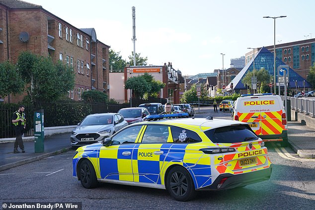 A police cordon outside Watford Hight Street Station in Hertfordshire