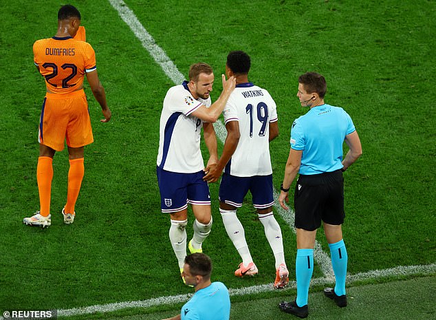 Harry Kane was replaced by Ollie Watkins with around 10 minutes remaining