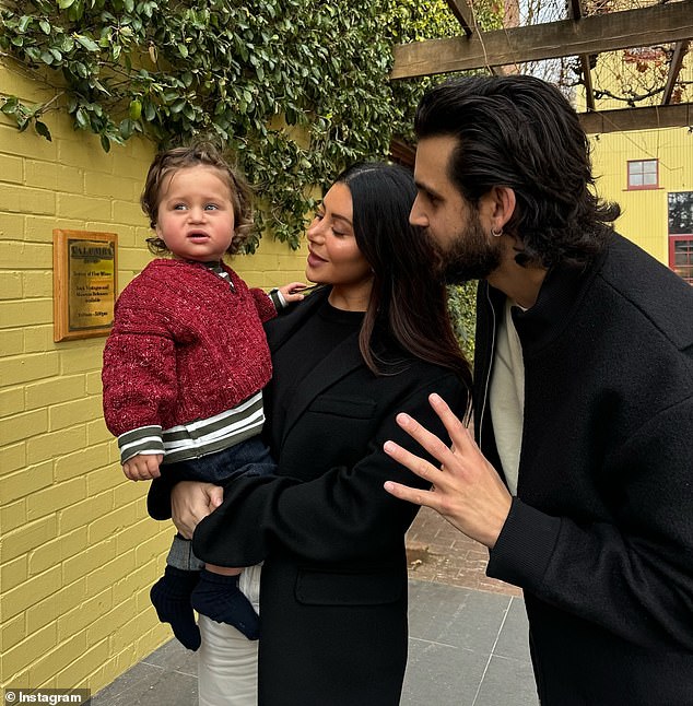 Martha siad she will be able to fall pregnant as soon as two months after the surgery. She already shares her son Lucius with her husband Michael Brunelli (all pictured)